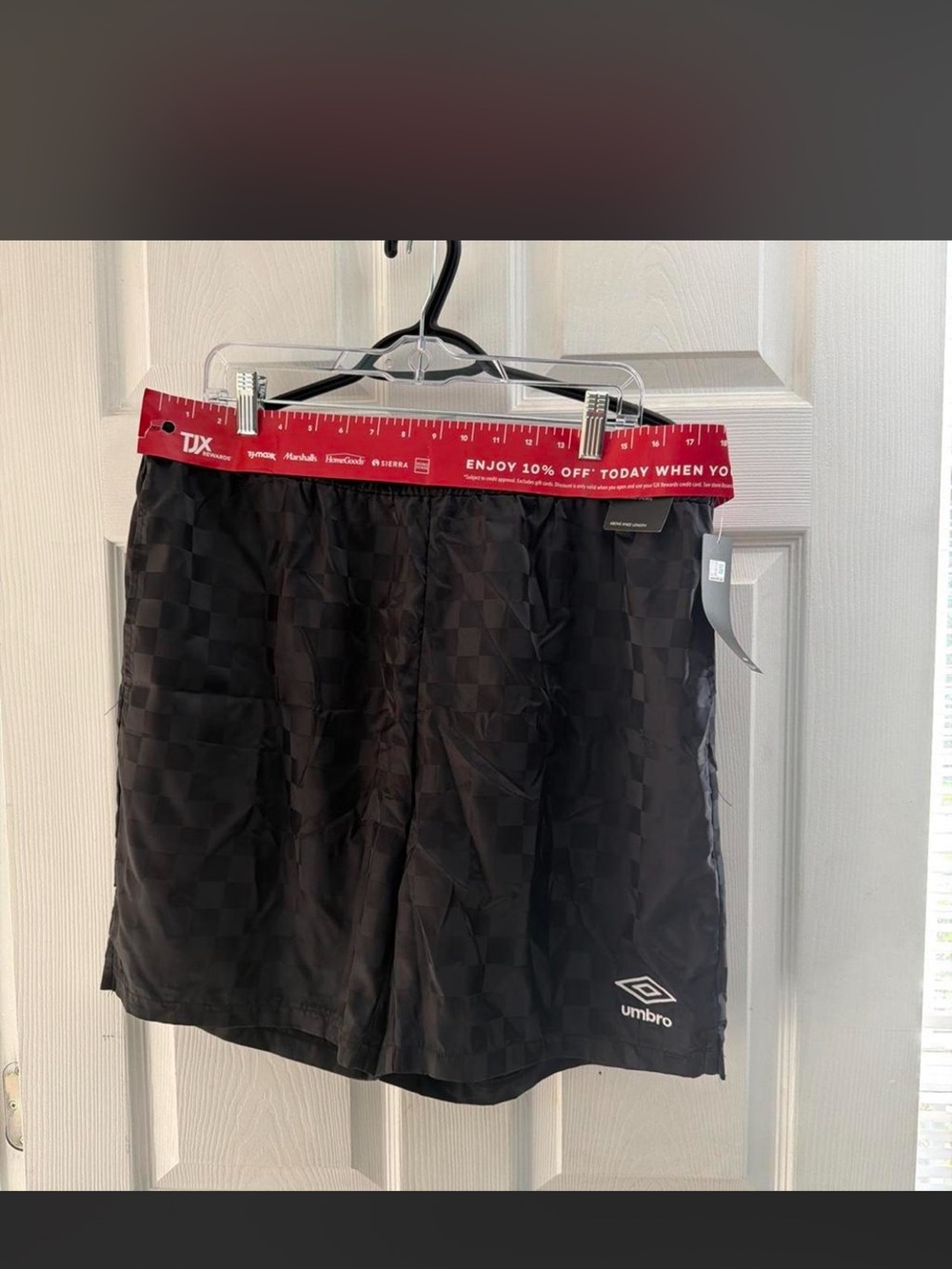 Umbro Black Checkered Athletic Shorts with White Umbro Logo